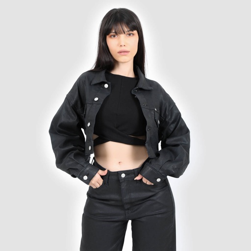 [01-010-10-060-K040-L] Cropped jacket femme effet cuir - KINDA (L)