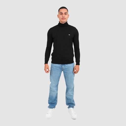 [05-010-02-523-K040-L] Pull homme col roulé en maille fine (Noir, L)