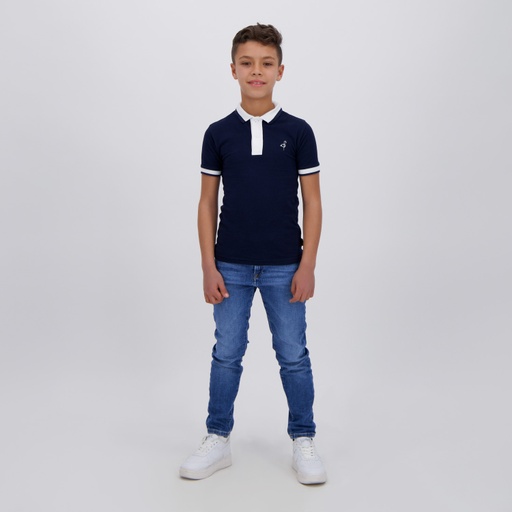 [05-010-15-062-K506-10/12A] Polo garçon manches courtes avec broderie (  Bleu Marine &amp; Blanc, 10/12 A)