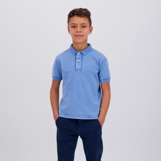 [05-010-15-064-K899-10/12A] Polo délavé garçon manches courtes avec flamant rose (10/12 A)