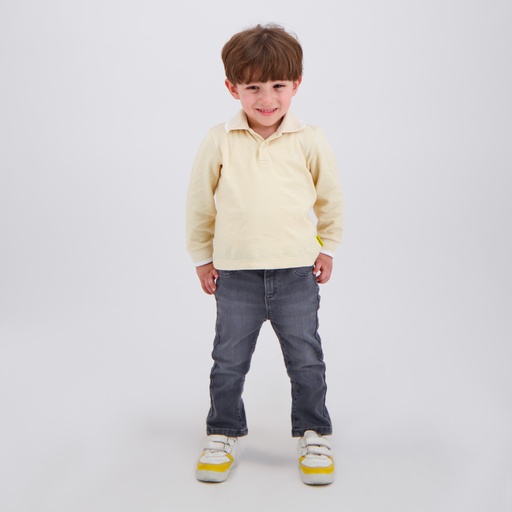 [05-010-15-066-K005-12/18M] Polo bébé manches longues avec broderie (Beige, 12/18M)