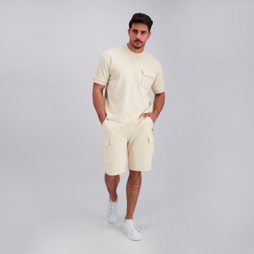 [05-010-18-070-K005-L] Short cargo homme en molleton (Beige, L)