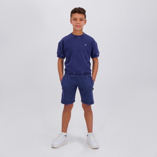 Sweat garçon manches courtes délavé avec logo