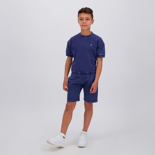 [05-010-18-073-K891-10/12A] Short garçon en molleton délavé (Bleu Marine Délavé, 10/12A)