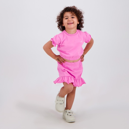 [05-010-21-013-K043-12/18M] Jupe bébé fille a volant (Rose, 12/18M)