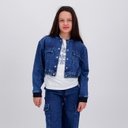 Workwear cropped jacket fille en jeans avec piping