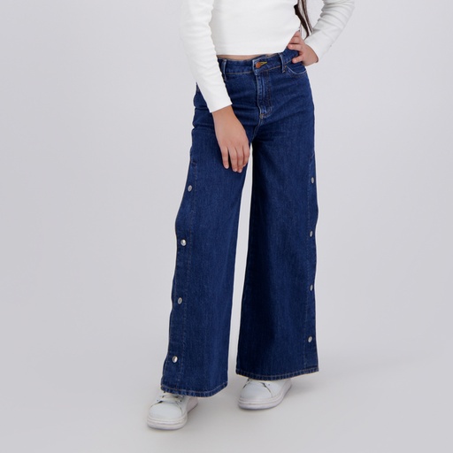 [01-010-01-477-K419-10-12A] Wide leg jeans fille avec boutons pression (10/12 A)