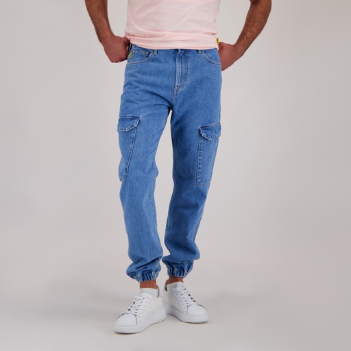 [01-010-01-491-K412-28] Cargo jeans homme - KAMIL 2.0 (Jeans Bleu Clair, 28)