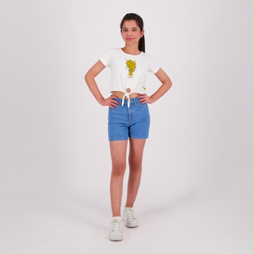 [01-010-18-074-K419-10/12A] Short fille en jeans (Jeans Bleu  Moyen, 10/12 A)