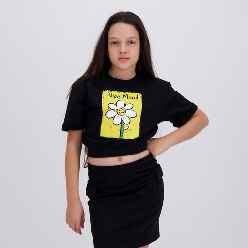 [05-010-36-156-K040-10/12A] Sweat crop fille manches courtes NICE MOOD (10/12A)
