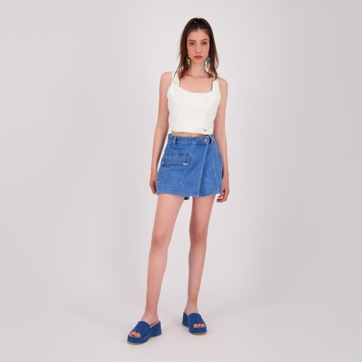 [01-010-59-012-K000-L] Top femme en jeans- BAHIA (Blanc, L)