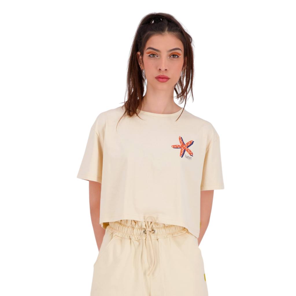 T-shirt crop femme manches courtes ETOILE DE MER ET PERLE