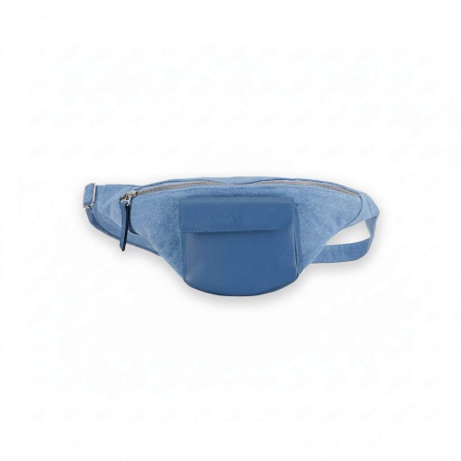 [01-010-127-003-K412-U] Sac banane en jeans et cuir (Jeans Bleu Clair)