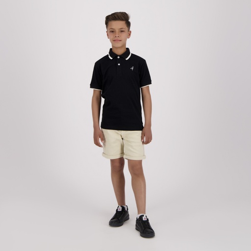 [05-010-15-068-K040-10/12A] Polo garçon manches courtes en jersey avec broderie (Noir, 10/12 A)