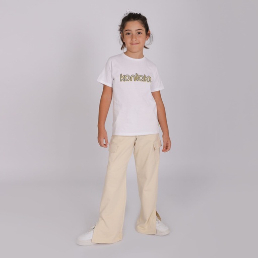 [05-010-65-052-K005-10/12A] Jogger cargo fille jambe droite (Beige, 10/12A)