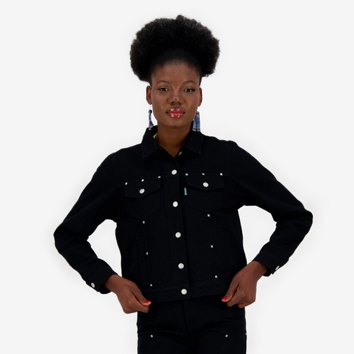 [01-010-10-083-K160-L] Regular jacket femme en jeans avec studs - KENZ (L)