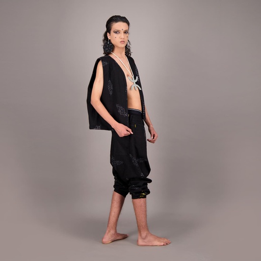 [01-010-01-533-K040-24] Saroual unisexe en jeans IMPRIME BERBERE  HEAVY PRINT AND LASER TNFW (24)