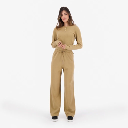 [05-010-02-678-K156-L] T-shirt côtelé femme manches longues avec patte boutonnage (L)