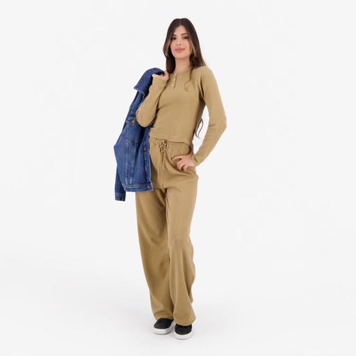 [05-010-01-064-K156-L] Pantalon côtelé femme wide leg (Marron Clair , L)