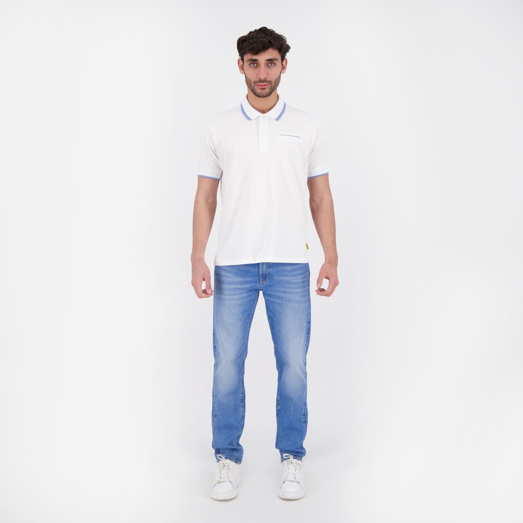 Polo homme manches courtes avec poche passepoilée