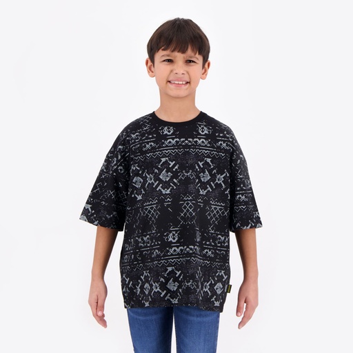 [05-010-02-722-K040-10/12A] T-shirt oversized unisexe enfant manches courtes imprimé all over (10/12A)