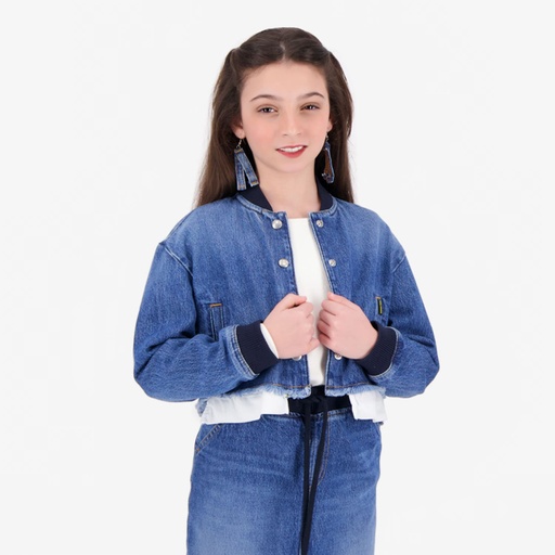[01-010-10-104-K419-10-12A] Bombers fille en jeans (10-12A)