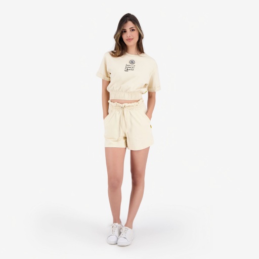 [05-010-36-195-K005-L] Sweat crop femme manches courtes  الوردة لي نحكي عليها (L)