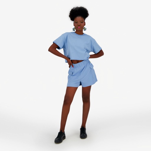 [05-010-18-077-K288-L] Short cargo femme en molleton (Bleu Clair, L)