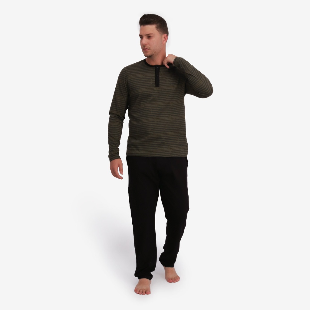Pyjamas homme manche longue avec pate de boutonnage