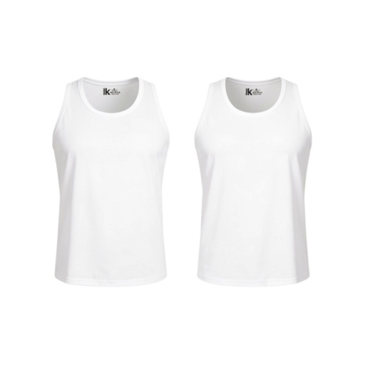 [05-010-19-033-K000-3XL] Lot  de 2 Singlets homme grandes tailles en coton pur (Blanc, 3XL)