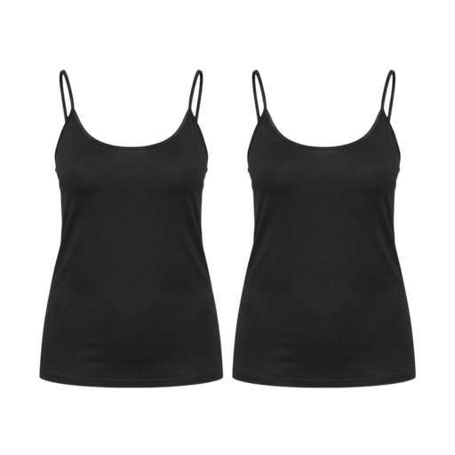 [05-010-08-029-K040-L] Lot de 2 Caracos femme en coton stretch (Noir, L)