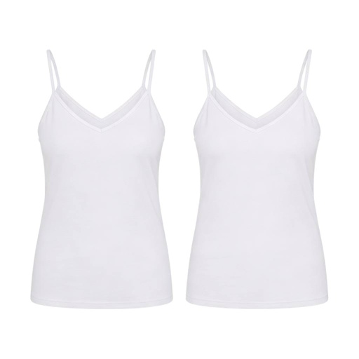 [05-010-08-035-K000-L] Lot de 2 Caracos femme col V en microfibre extensible (Blanc, L)