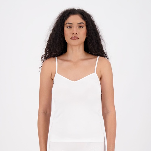 [05-010-08-039-K000-L] Caraco femme col V en microfibre extensible (Blanc, L)