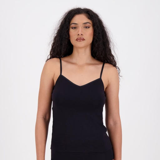 [05-010-08-039-K040-L] Caraco femme col V en microfibre extensible (Noir, L)