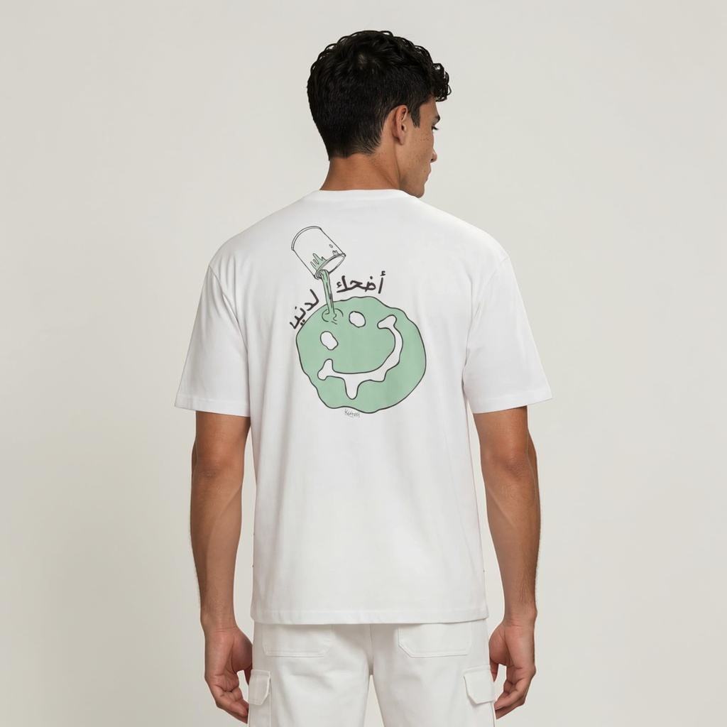 T-shirt oversized homme manches courtes اضحك لدنيا
