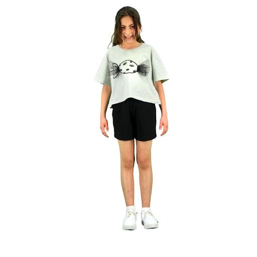 [05-010-02-847-K438-10/12A] T-shirt sur taille fille manches courtes Haloua (10/12A)