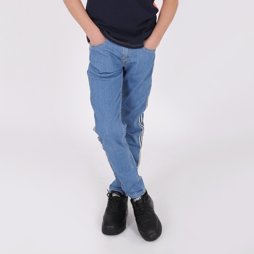 Jeans slim garçon avec bande coté