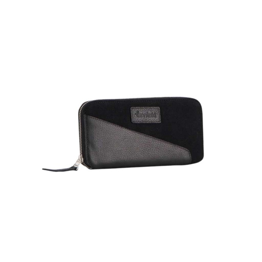 Porte feuille en jeans et cuir - Jeans Noir