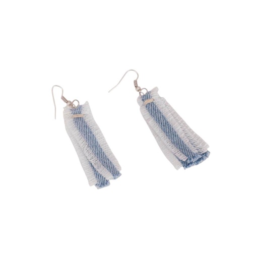Boucle d'oreille frange en jeans - Noir