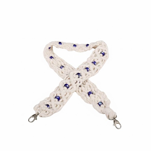 Bandoulière macramé  avec perles en verre - Noir