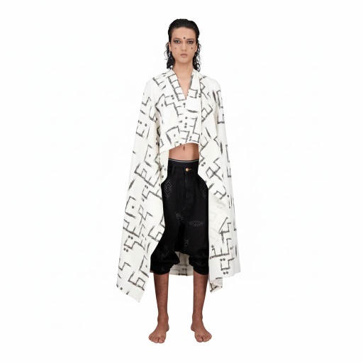 Safseri unisexe en jeans IMPRIME  كون كيما انتي  HEAVY PRINT AND LASER - TUNIS FASHION WEEK 2024 - Bleu Marine