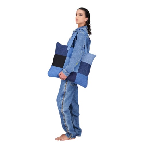 [01-010-138-001-K419-U] Coussin &amp; Tote bag format 60/50 en jeans Modular - TUNIS FASHION WEEK 2024