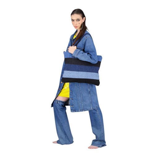 [01-010-138-002-K419-U] Coussin &amp;Tote bag format 49/39 en jeans Modular - TUNIS FASHION WEEK 2024