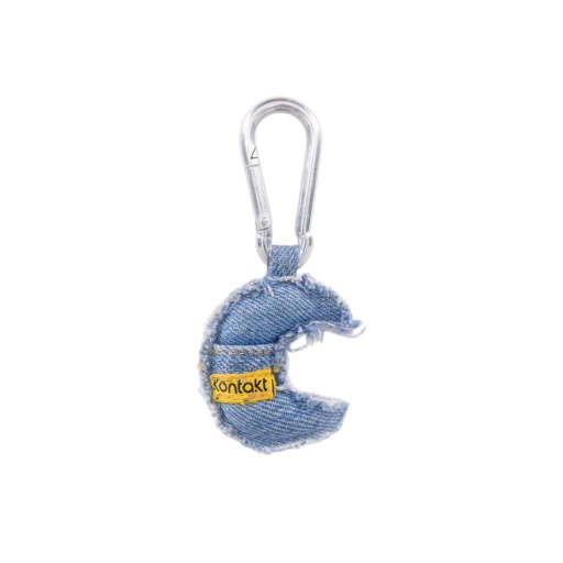 Porte clé unisexe demi lune en jeans - Bleu Marine
