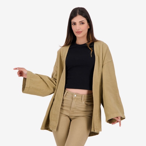 Kimono femme avec yeux Berbères sur les manches-KARAMA 2.0 - Jeans Bleu  Moyen