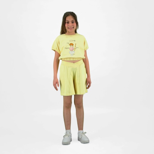 Sweat crop fille manches courtes avec détail elastique Boule De Glâce