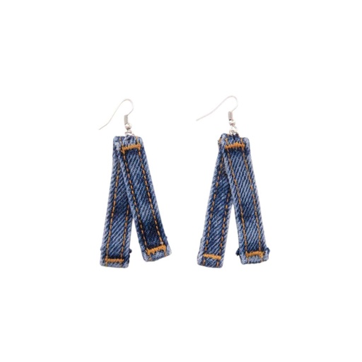 Boucle d'oreille en denim - Gris Chiné &amp; Gris Imprimé point