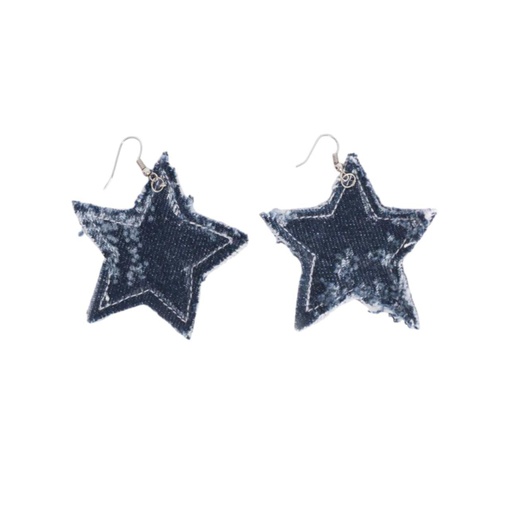 Boucle d'oreille étoile en denim - Blanc