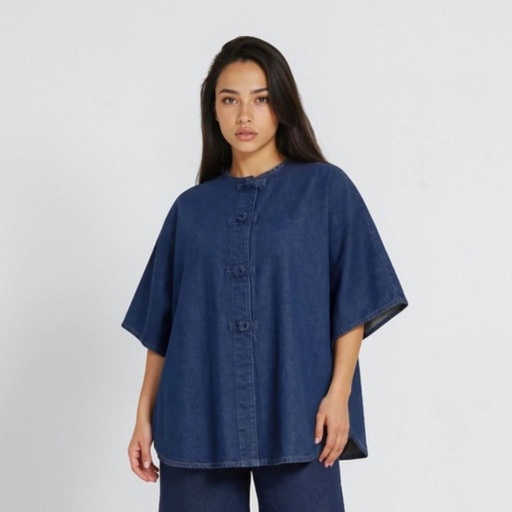 Poncho femme ZINA - Jeans Noir