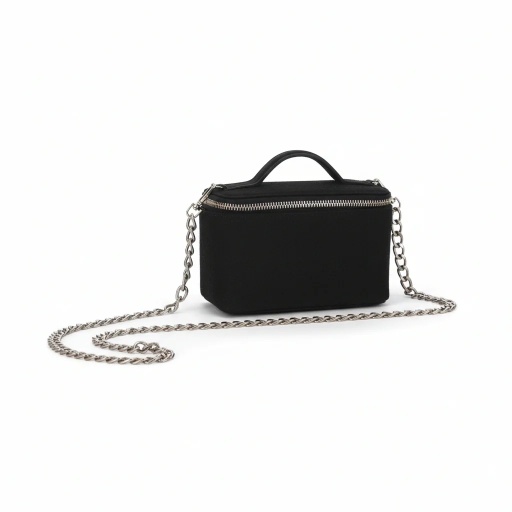 Sac mini vanity femme en jeans et cuir - Jeans Bleu Foncé